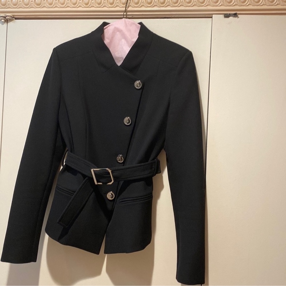 Versace Collection Black Jacket with belt and diagonal buttons size M